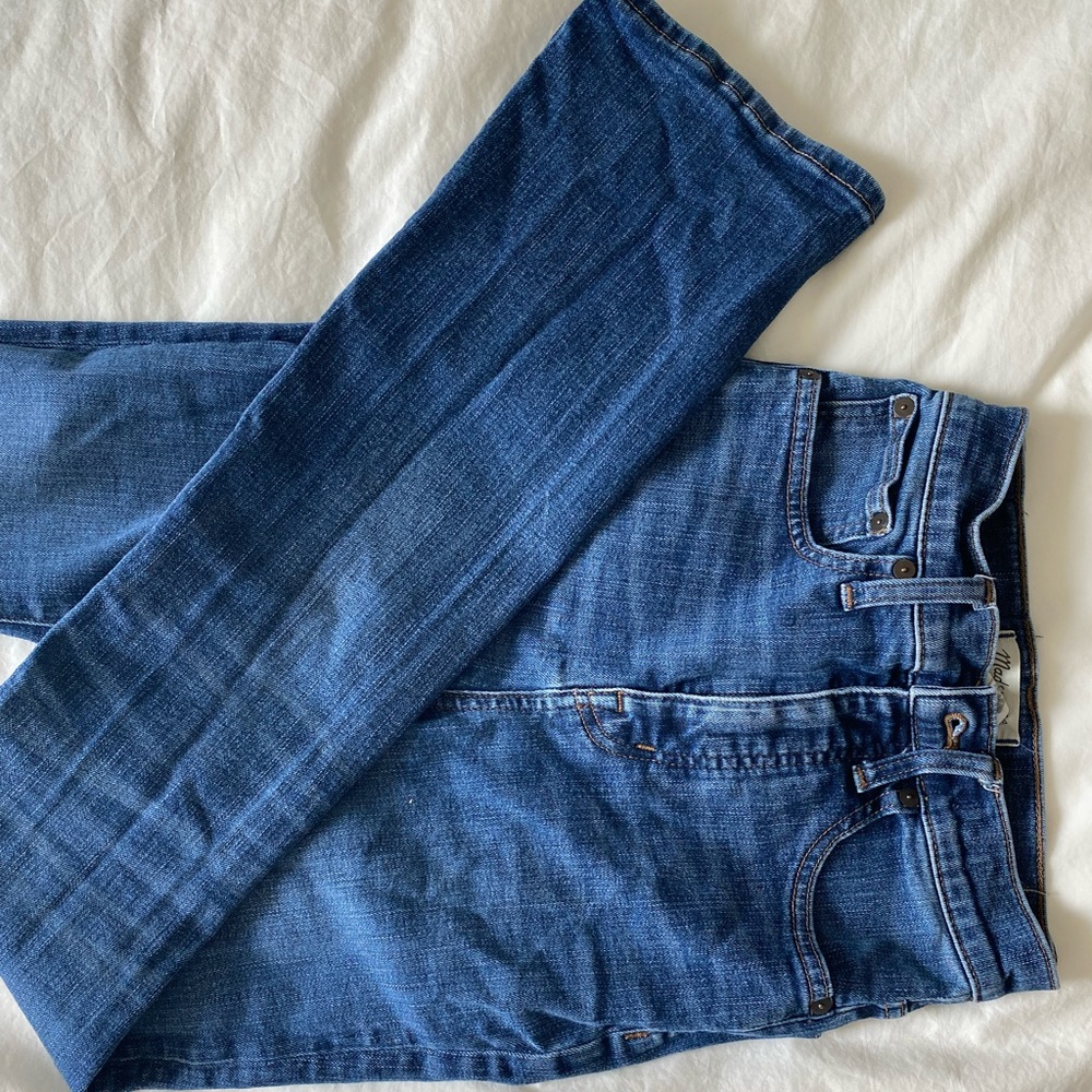 Madewell Skinny Flare regular, blue, have stretch but maintain shape
